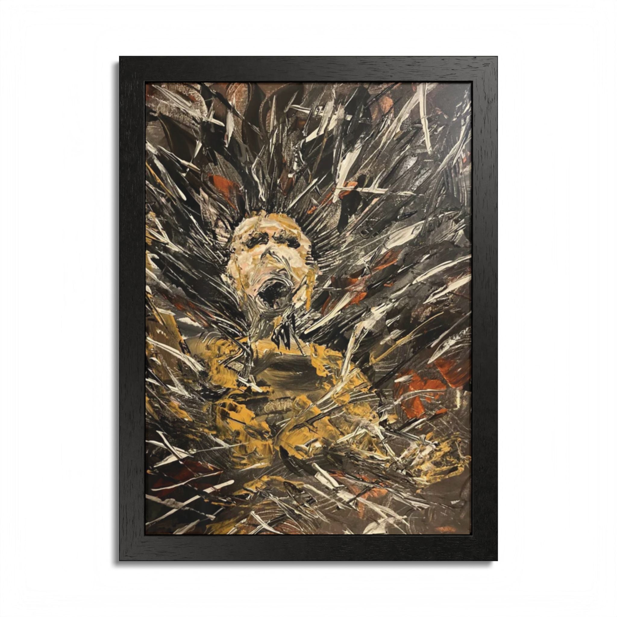 Abstract Portrait Framed Poster — Expressive Multicolor Art Print