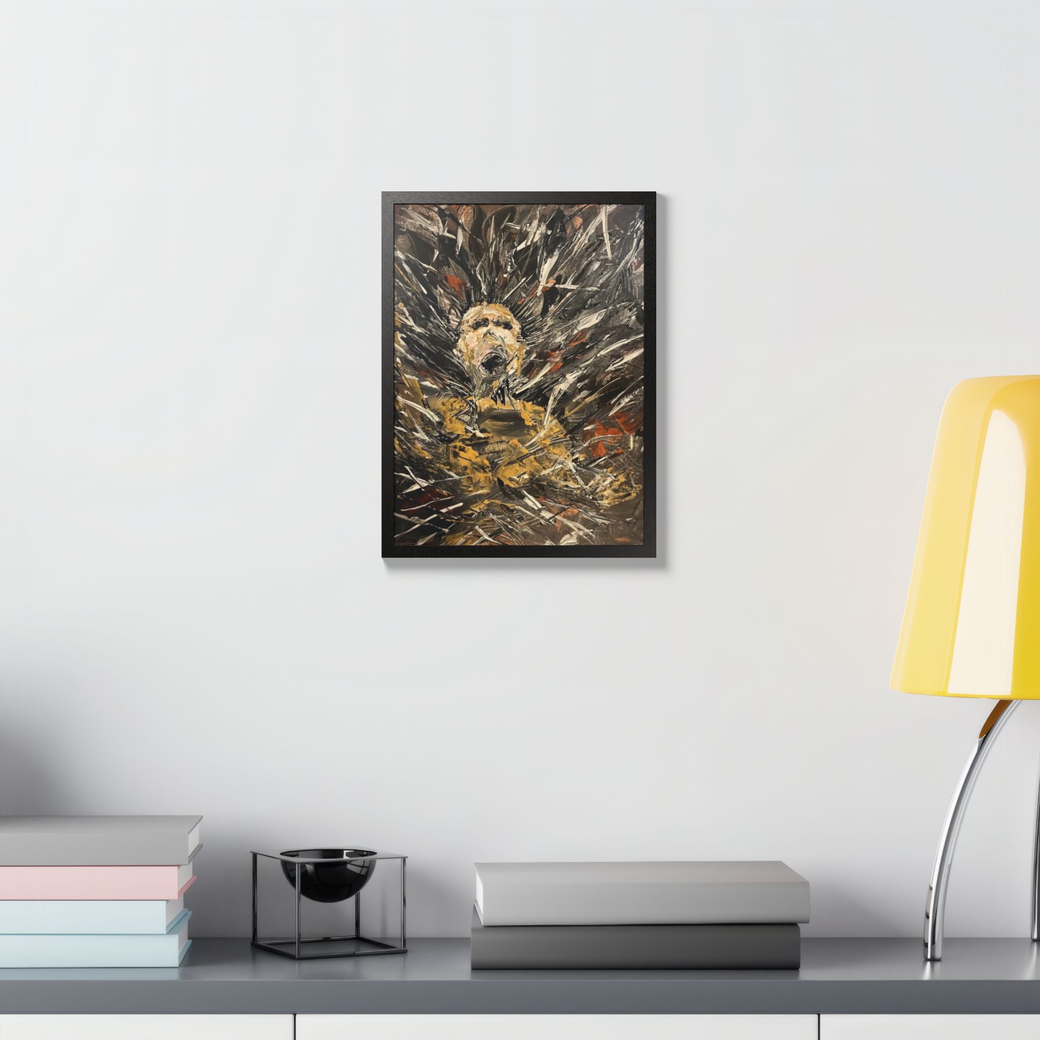 Abstract Portrait Framed Poster — Expressive Multicolor Art Print