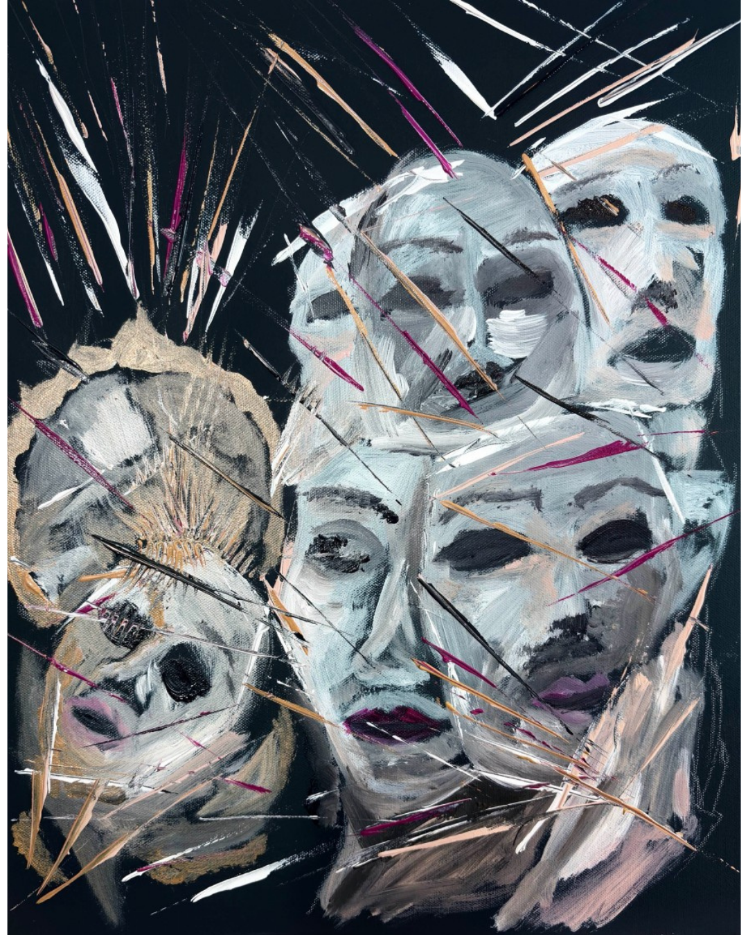 Faces of Unmasked Shadows: Figurative Portrait Painting | Remove the Mask Series | 16x20"