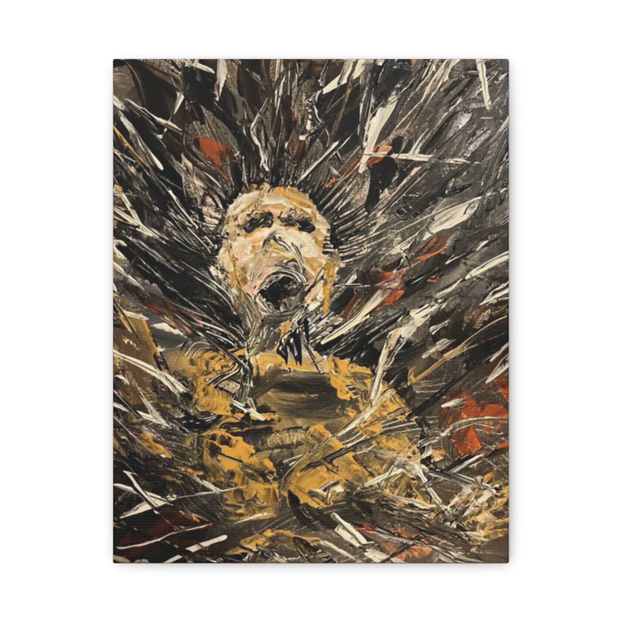 Abstract Expressionist Canvas Print — Bold Figurative Portrait in Earth Tones