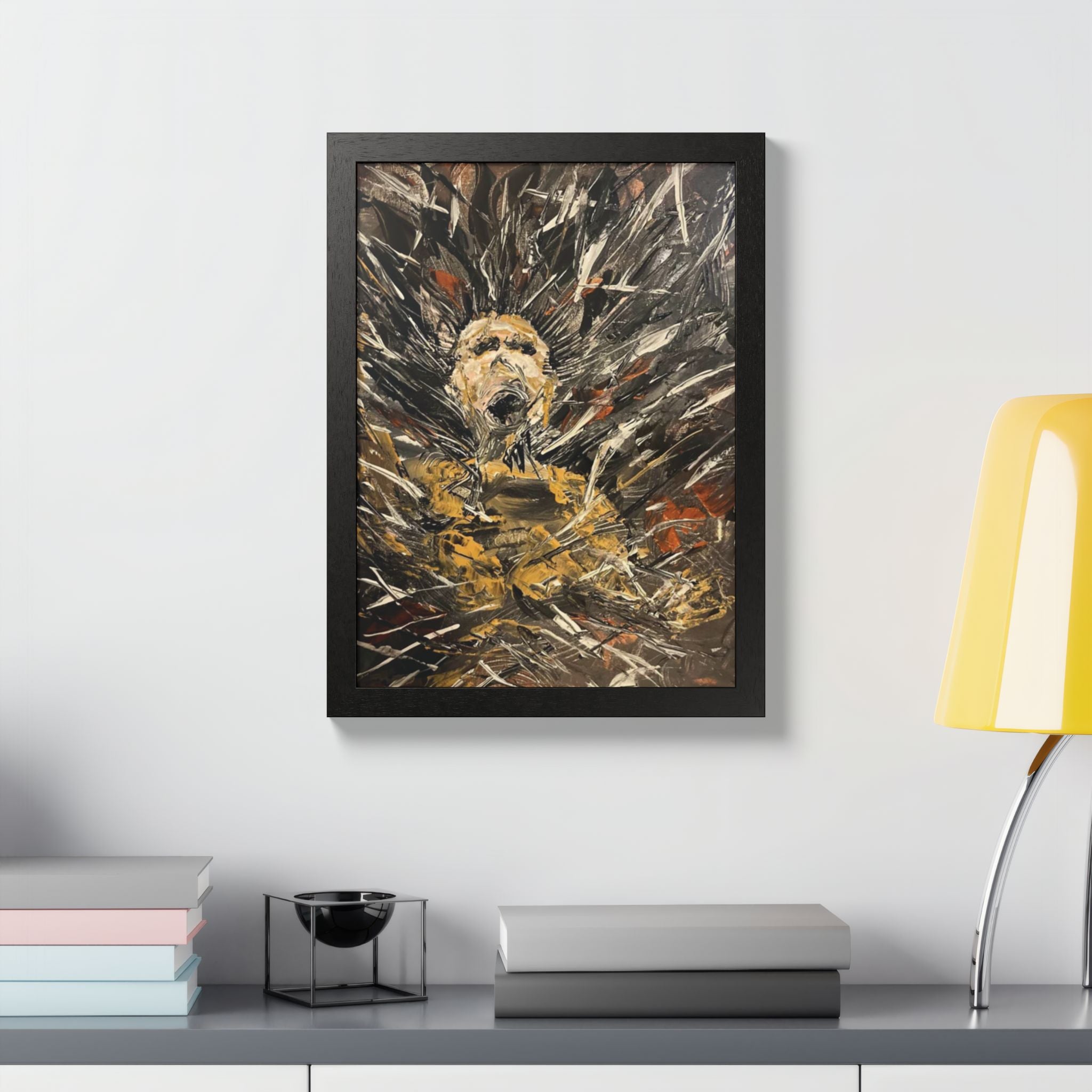 Abstract Portrait Framed Poster — Expressive Multicolor Art Print