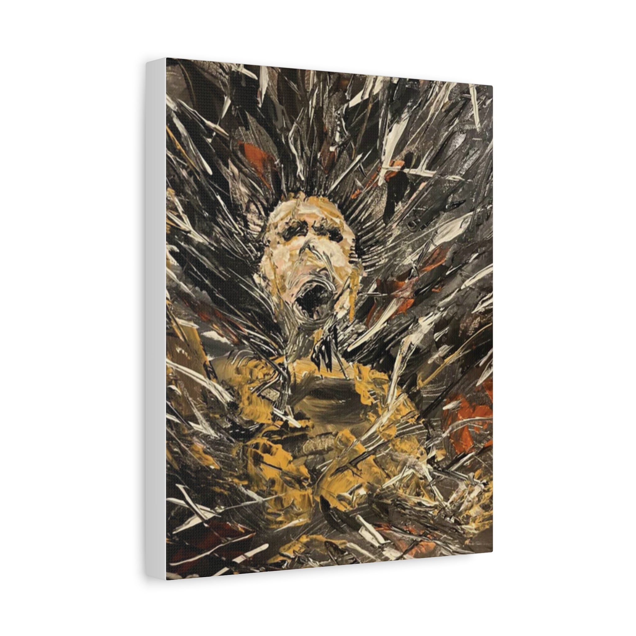 Abstract Expressionist Canvas Print — Bold Figurative Portrait in Earth Tones