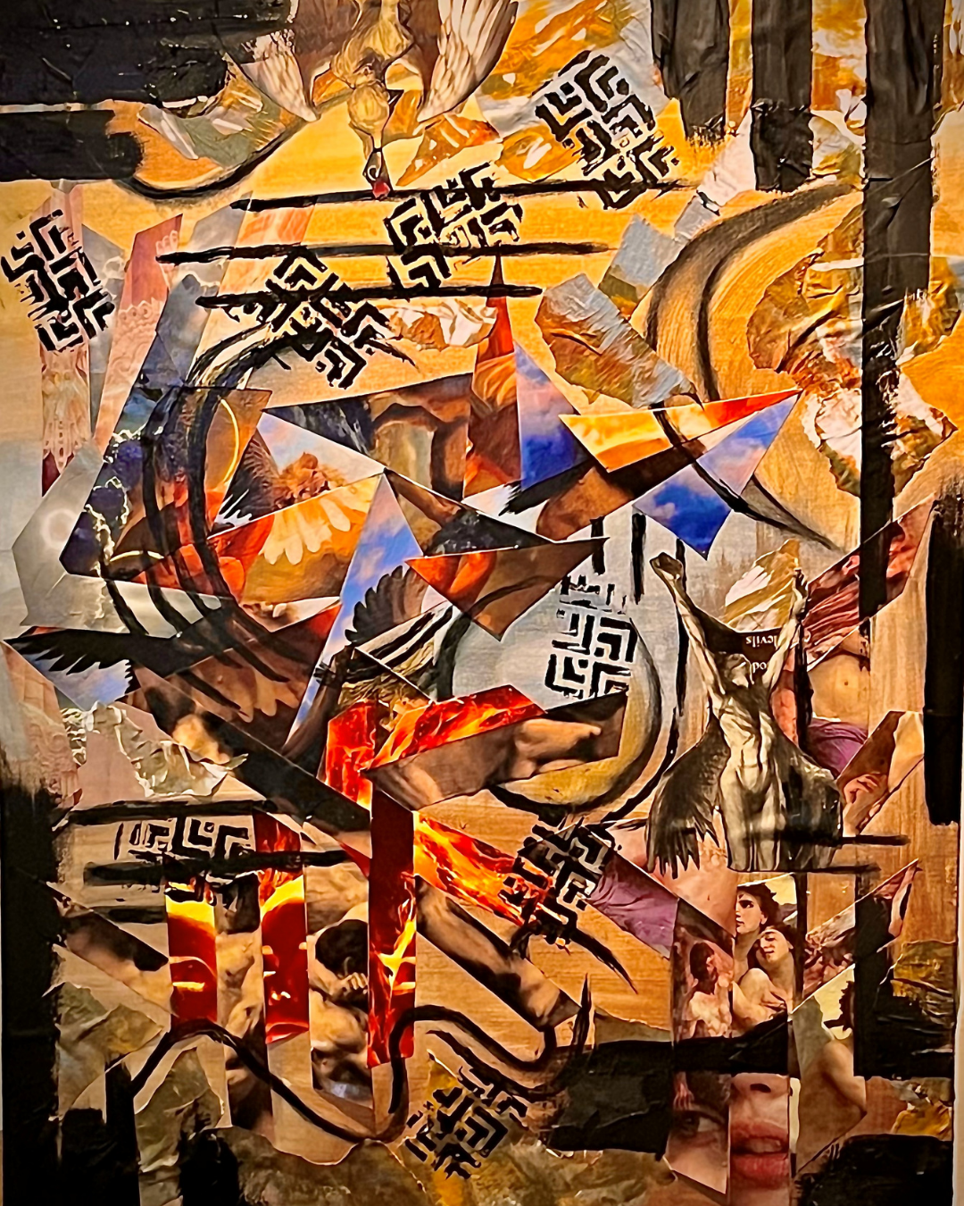 Connections: Large-Scale Textured Collage Art | Vibrant Abstract Mosaic | Framed 40x30” Original