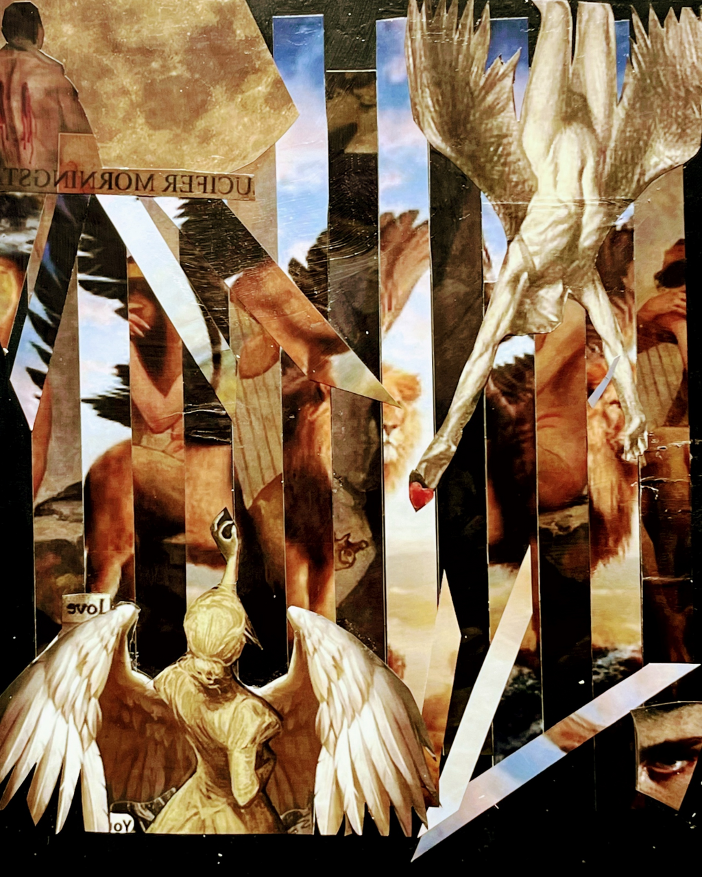 Man’s Redemption: Angelic Transformation Collage | Winged Liberation | Framed 20x16" Original Art