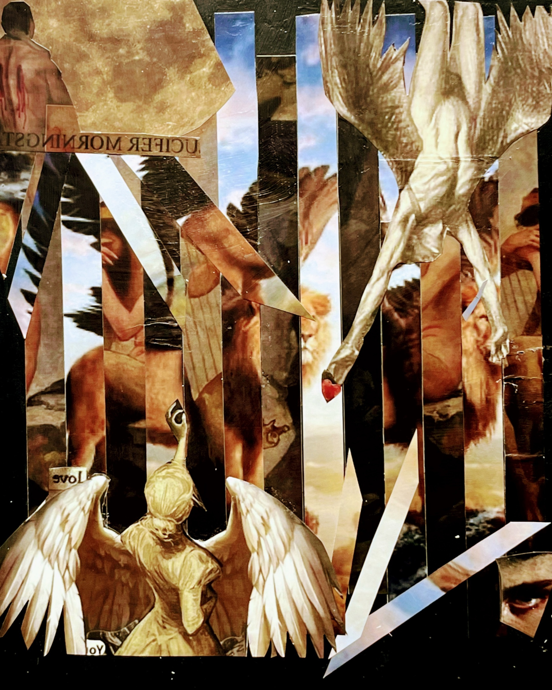 Man’s Redemption: Angelic Transformation Collage | Winged Liberation | Framed 20x18" Original Art