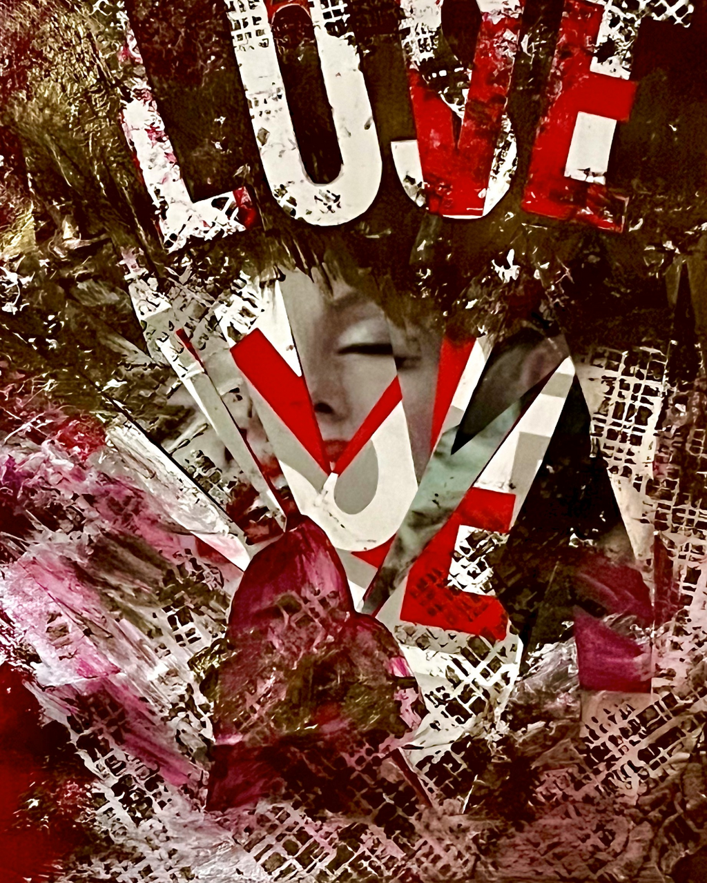 Love vs Lust: Provocative Mixed Media Art | Bold Text & Hidden Portrait | Framed 24x18" Original — Collector Opportunity