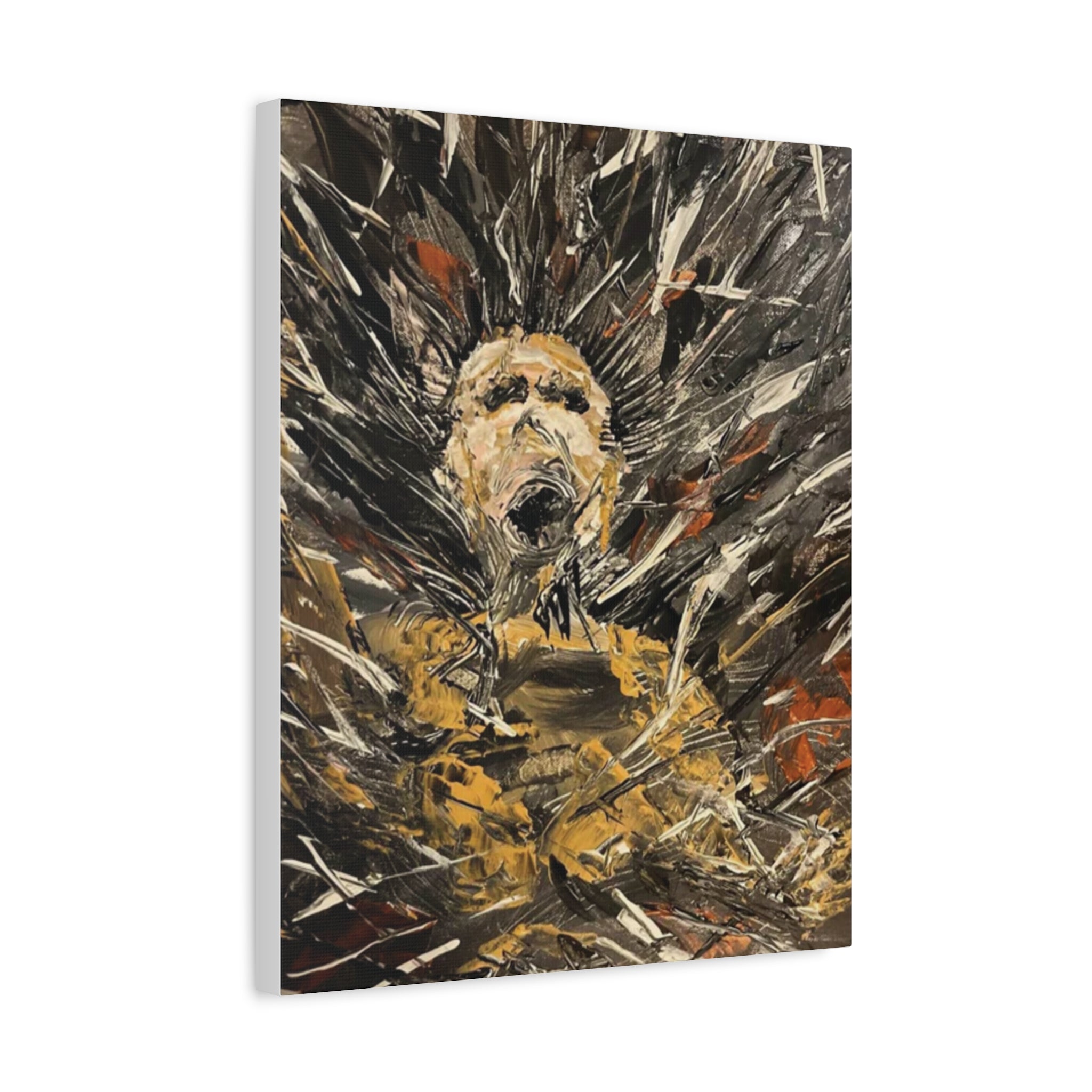 Abstract Expressionist Canvas Print — Bold Figurative Portrait in Earth Tones