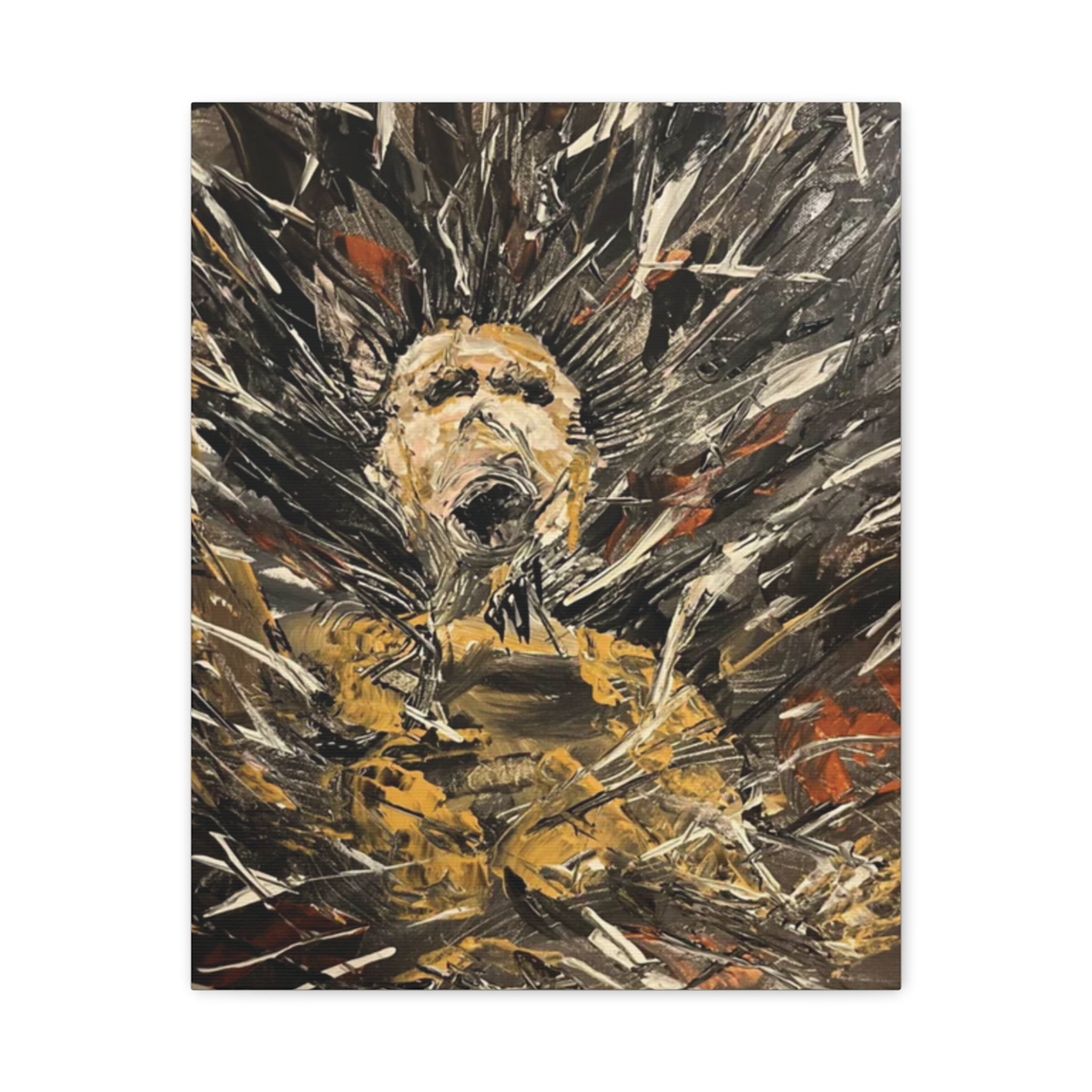 Abstract Expressionist Canvas Print — Bold Figurative Portrait in Earth Tones