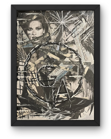 Below Between Above Then Through: Gia Carangi Portrait Collage | Fragmented Identity & Text Art | 16x20"