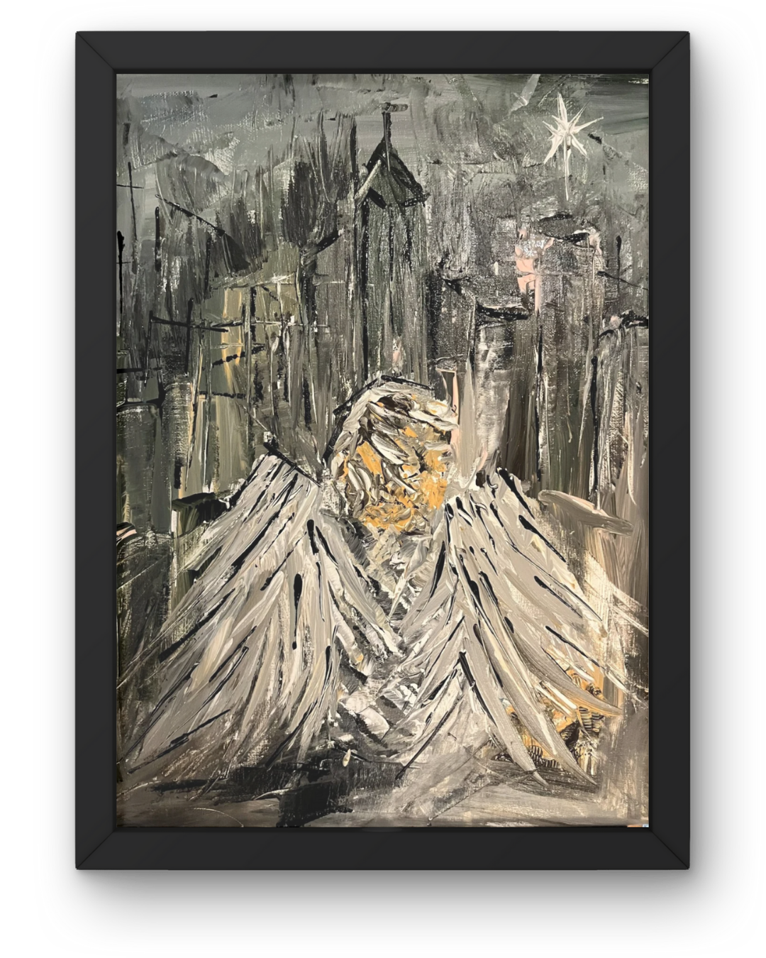 Born Free: Angel & Cityscape Allegory Painting | Innocence vs Society Theme | 16x20"