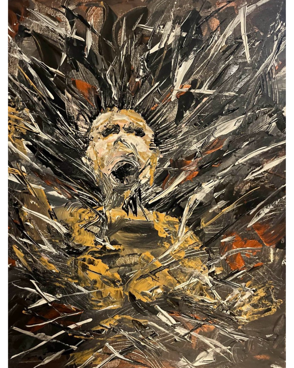 Breaking Through: Abstract Resilience Portrait | Emotional Emergence Painting | 16x20"