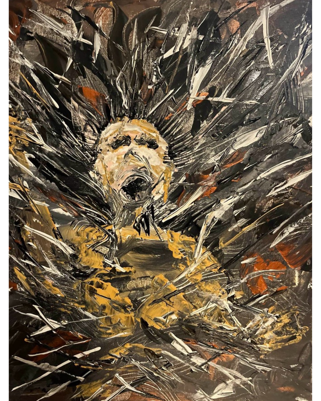 Breaking Through: Abstract Resilience Portrait | Emotional Emergence Painting | 16x20"