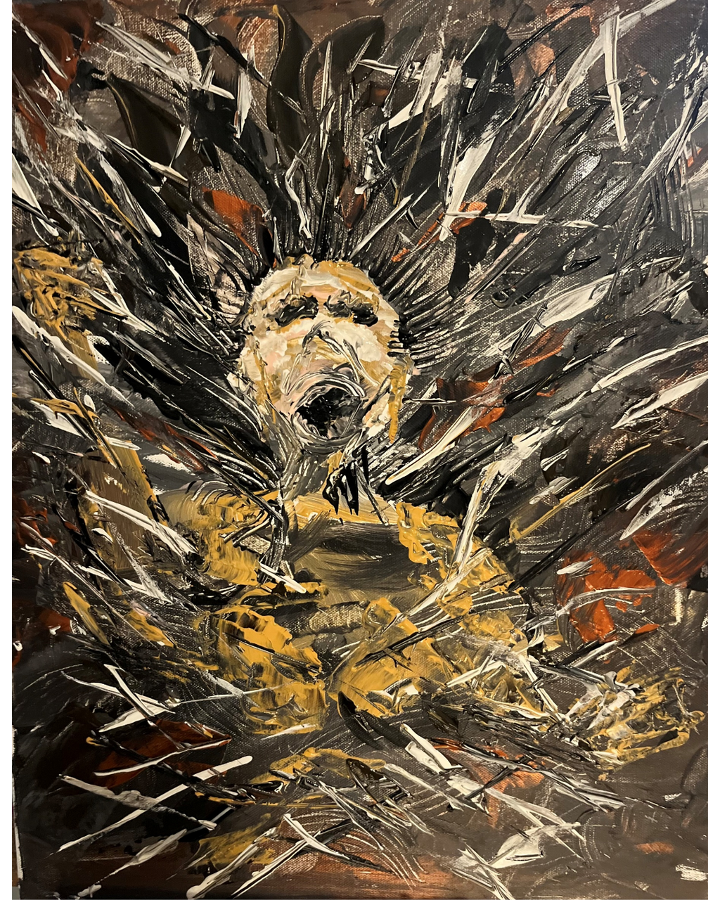 Breaking Through: Abstract Resilience Portrait | Emotional Emergence Painting | 16x20"