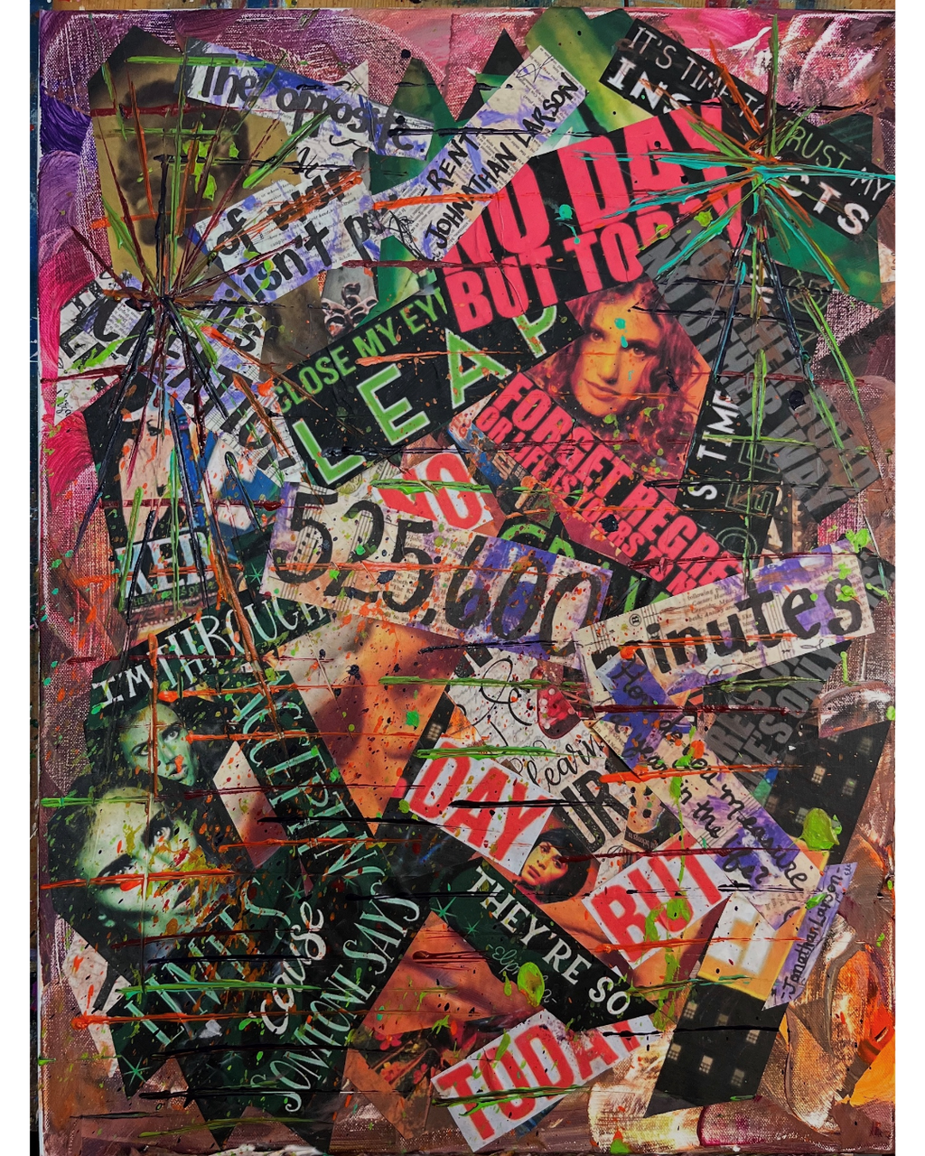 Broadway Memories: Theatrical Narrative Collage | RENT & Wicked Inspired Art | 18x24"