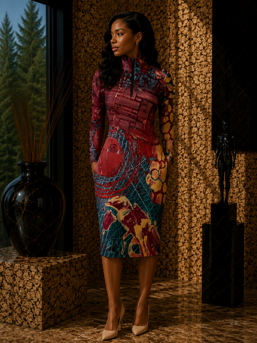 Abstract Layers Victoire Black Dress