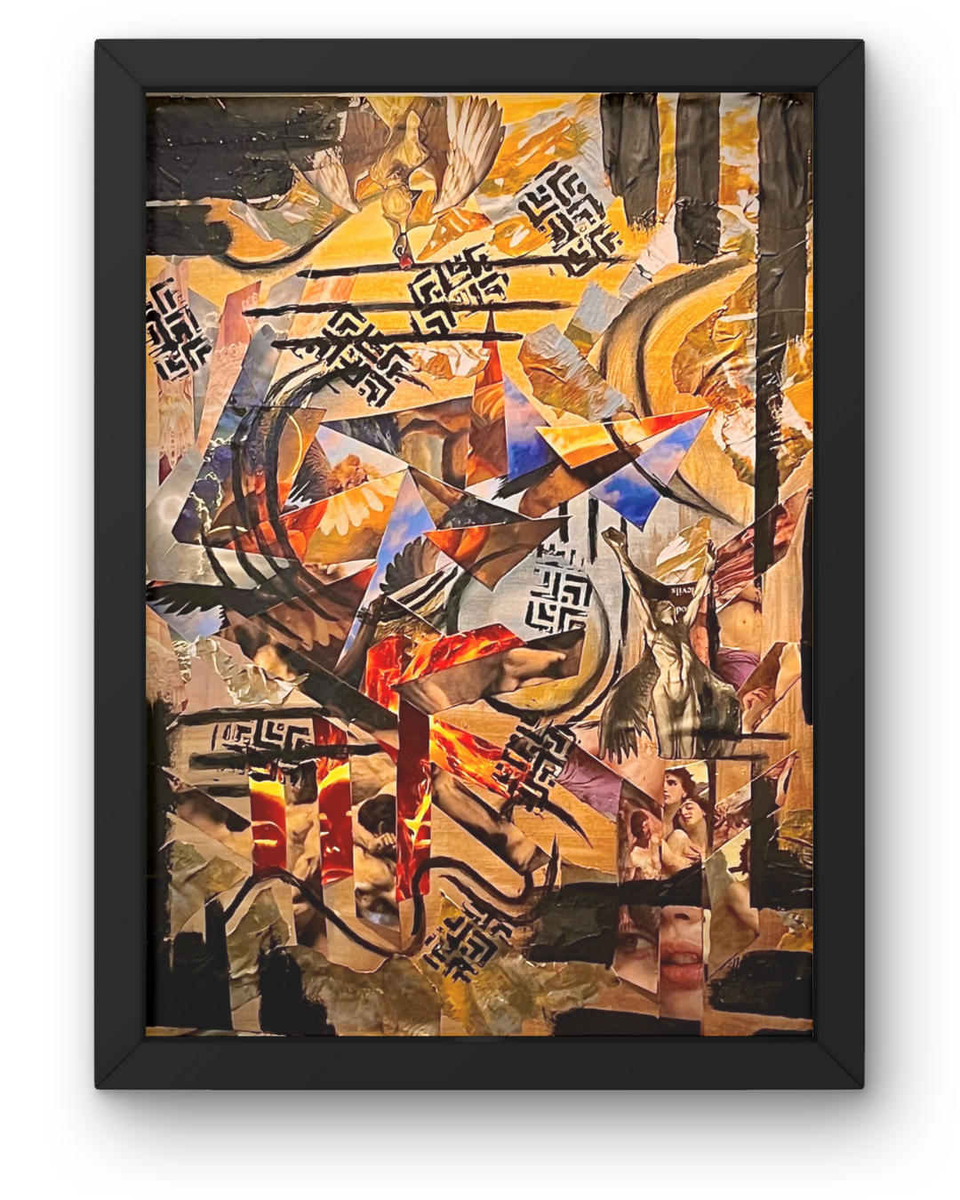 Connections: Large-Scale Textured Collage Art | Vibrant Abstract Mosaic | Framed 40x30” Original