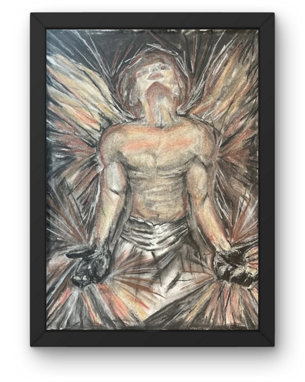 From the Shadow Into Your Light: Angelic Figure Painting | Spiritual Awakening & Transformation | 22.5x30"