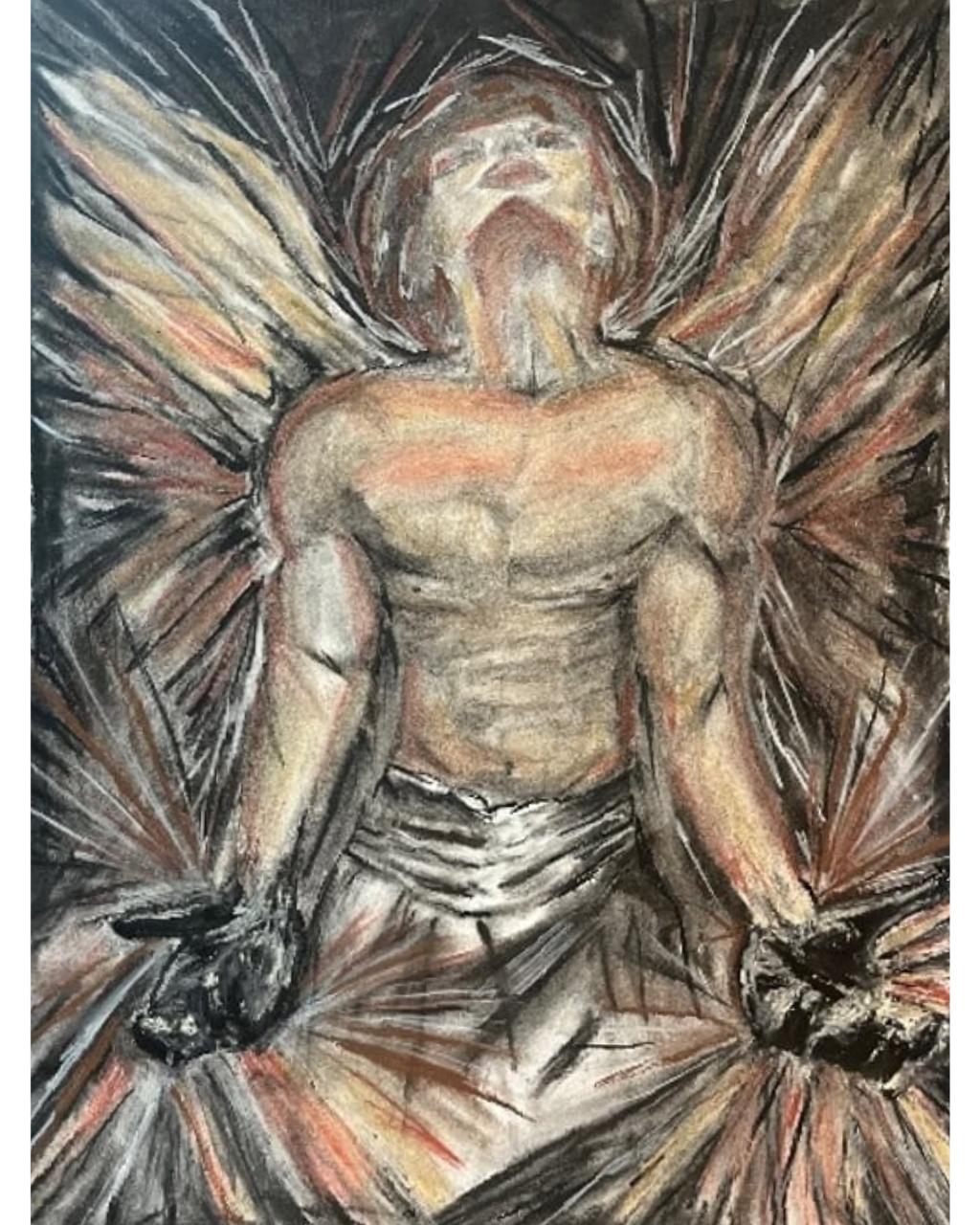 From the Shadow Into Your Light: Angelic Figure Painting | Spiritual Awakening & Transformation | 22.5x30"
