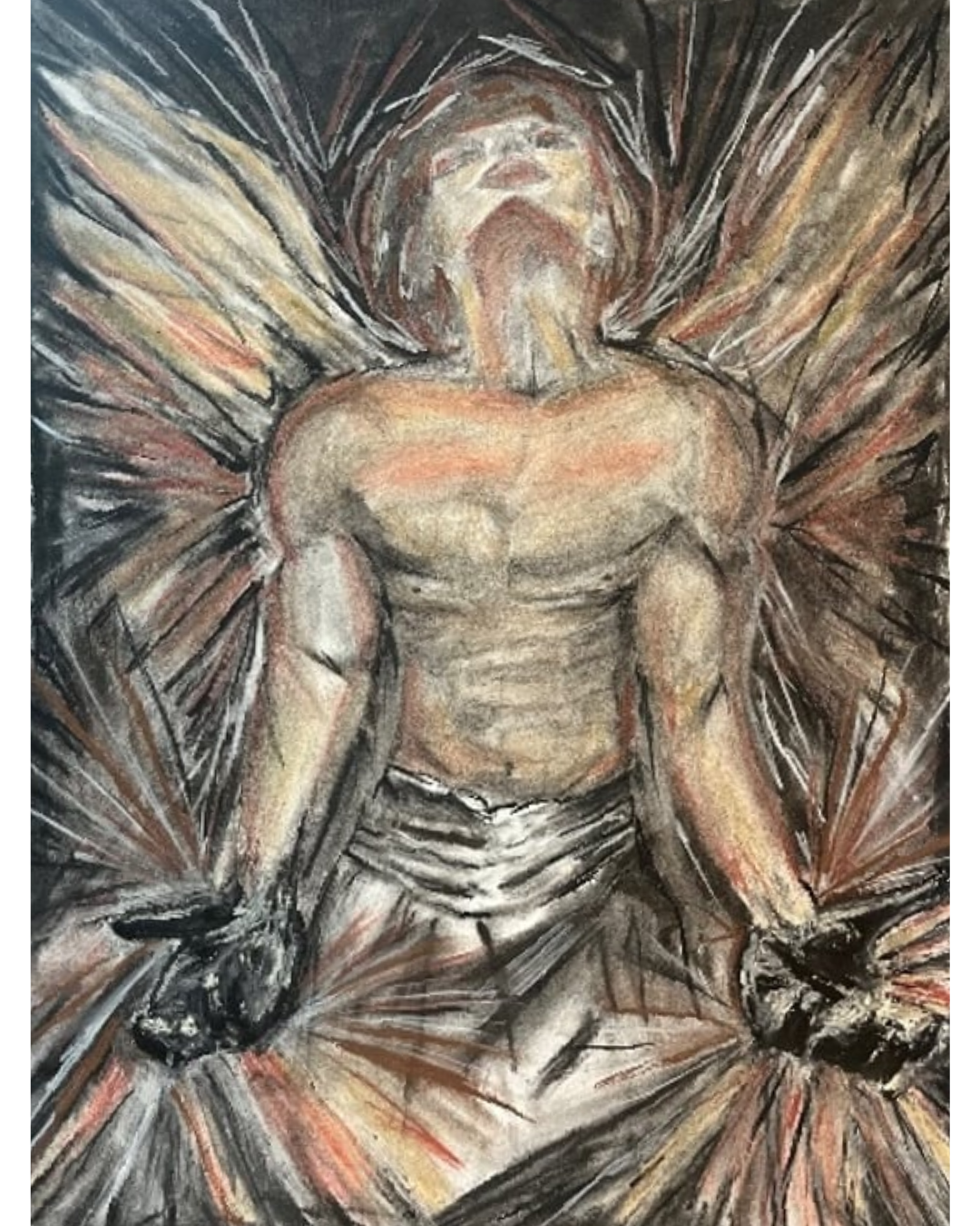 From the Shadow Into Your Light: Angelic Figure Painting | Spiritual Awakening & Transformation | 22.5x30"