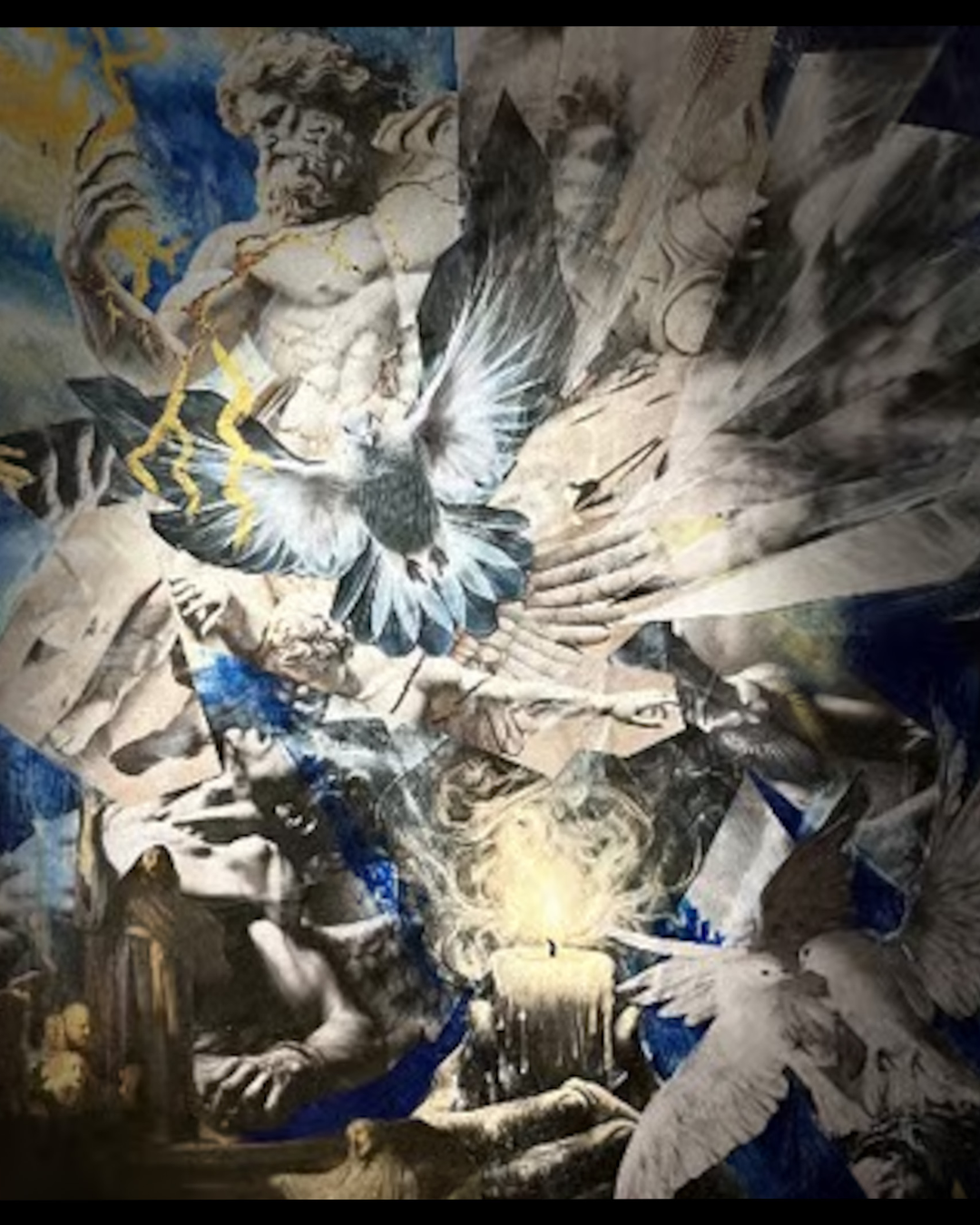 Grant Me Mercy: Mythological Narrative Collage | Deity Figure & Symbolic Reckoning | 16x20"