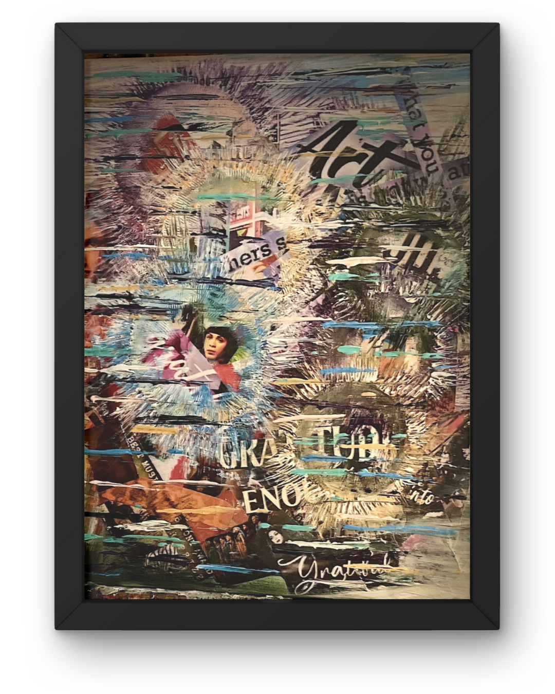 Gratitude: Text-Based Contemplative Collage | Fragmented Portraits & Muted Palette | 16x20"