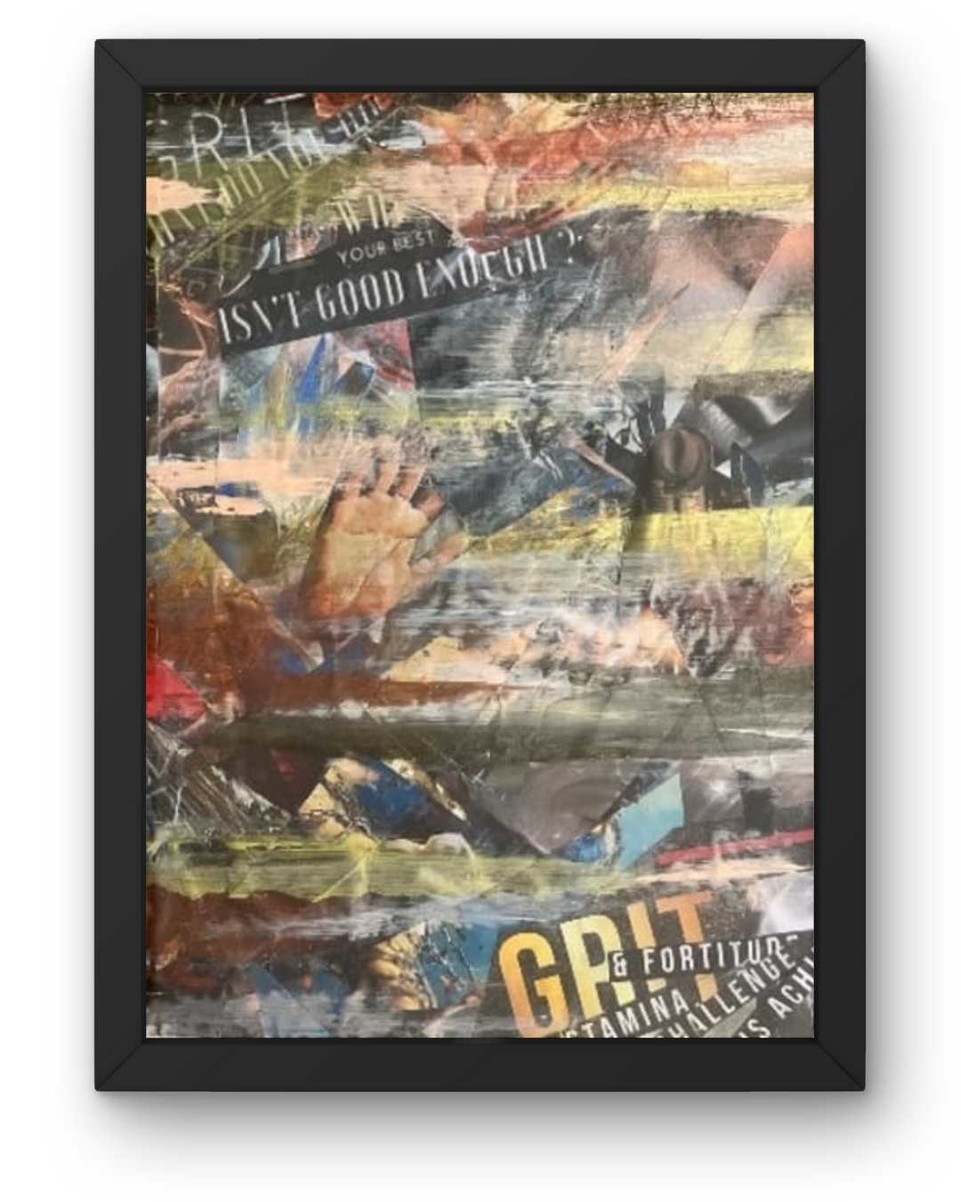 Grit: Textured Endurance Art | Earth Tones & Fortitude Text | 16x20"