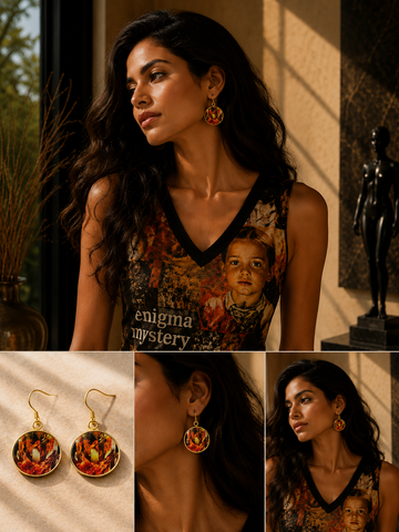 Heart of Gold Up in Flames Eva Circular Earrings