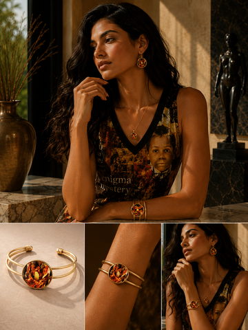 Heart of Gold Up in Flames Eva Open Bracelet