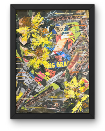 Hope: Daffodil Tribute Collage | Ryan White Memorial Art | Fragmented Text & Florals | 16x20"