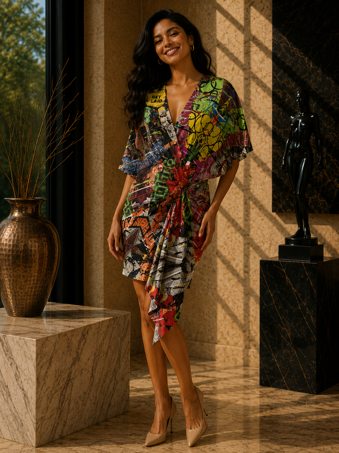 Hypocrisy in Acid Green Karima Curved Wrap