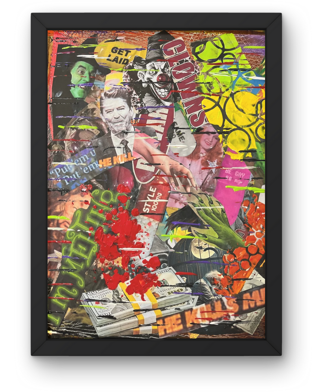 Hypocrisy in Acid Green: Political Satire Collage | Ronald Reagan & Wizard of Oz | 16x20"