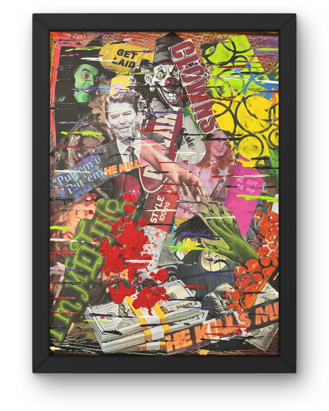 Hypocrisy in Acid Green: Political Satire Collage | Ronald Reagan & Wizard of Oz | 16x20"