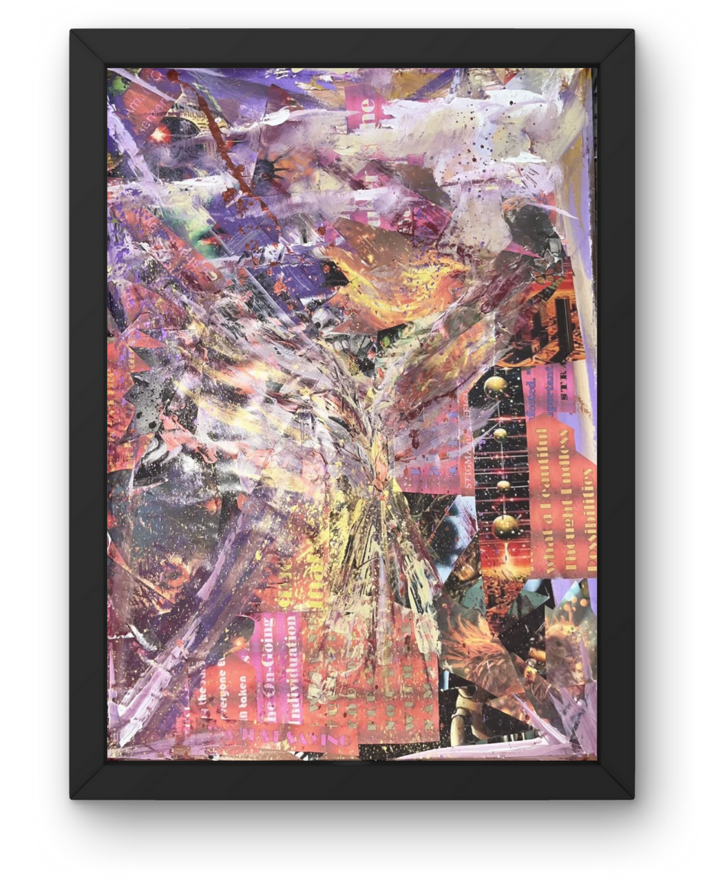 I Should Tell You: Abstract Phoenix Transformation Art | Bold Purples & Fiery Oranges | 22.5x30"