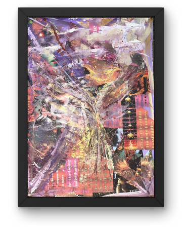 I Should Tell You: Abstract Phoenix Transformation Art | Bold Purples & Fiery Oranges | 22.5x30"