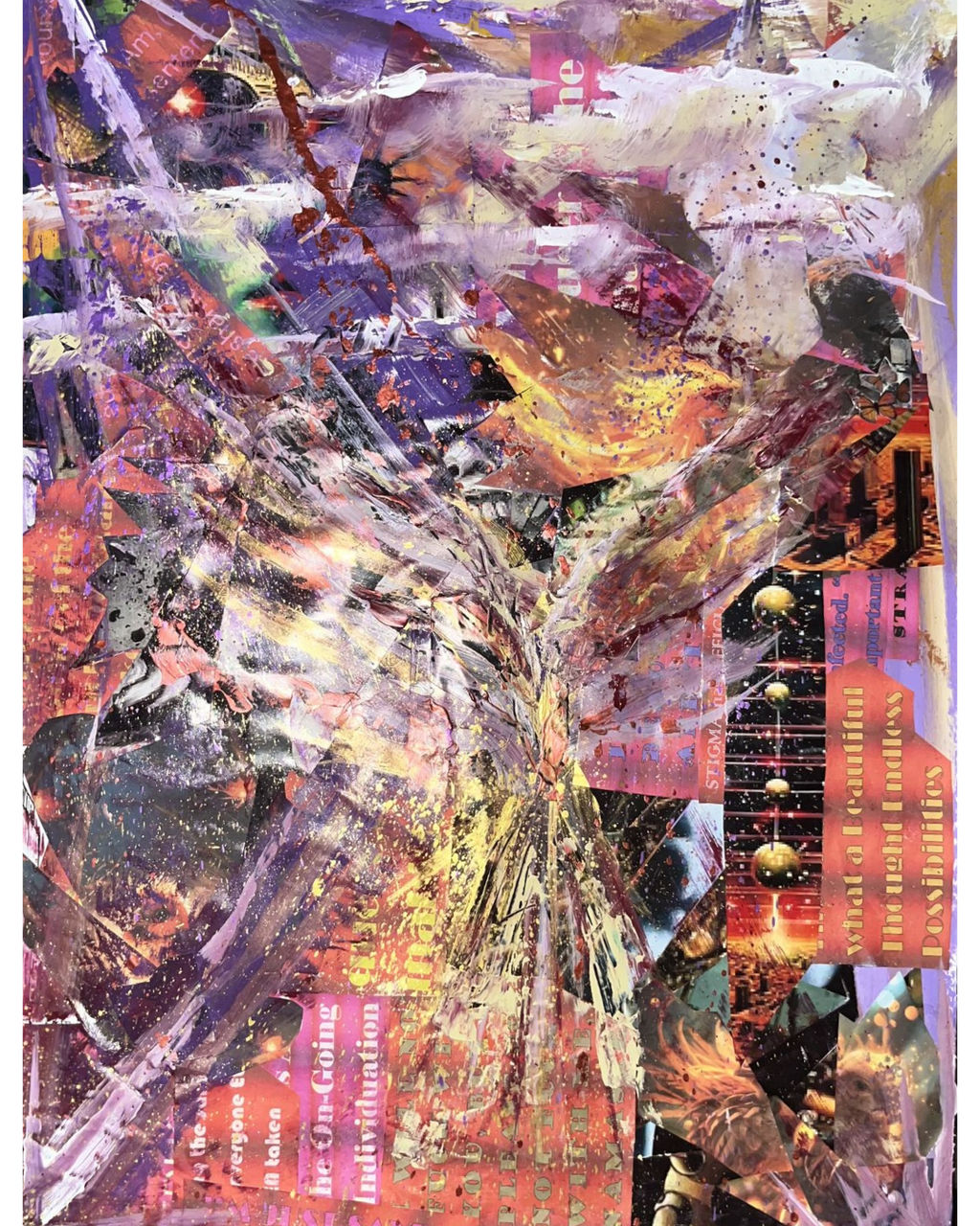 I Should Tell You: Abstract Phoenix Transformation Art | Bold Purples & Fiery Oranges | 22.5x30"