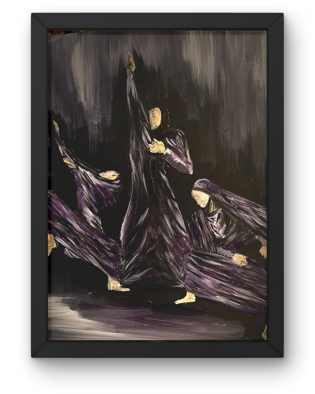 Lamentations: Martha Graham Inspired Art | Abstract Dance Figures in Purple | 16x20"