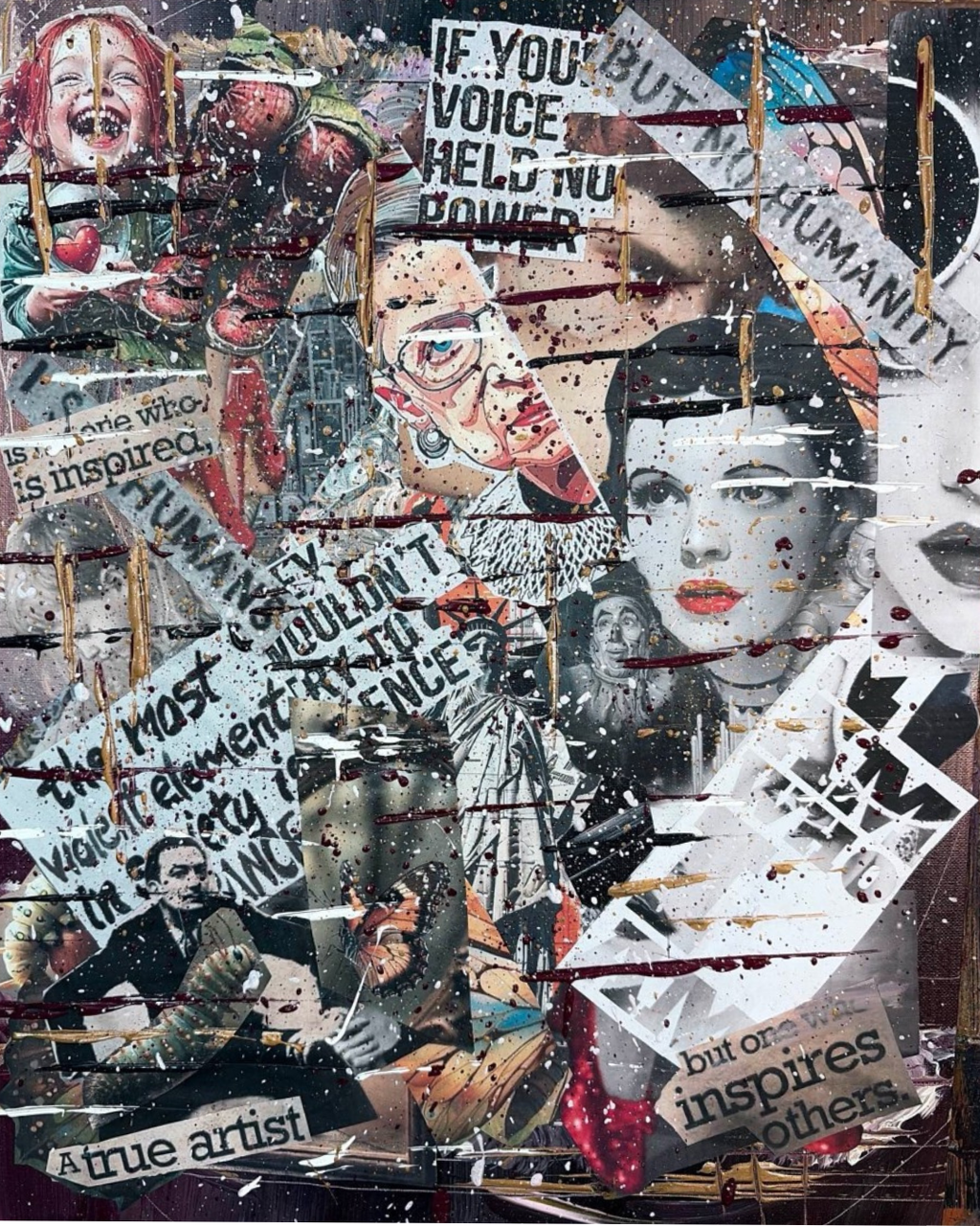 Layers of Unspoken Truth: Vintage Photo Text Collage | Power of Voice Art | 16x20"