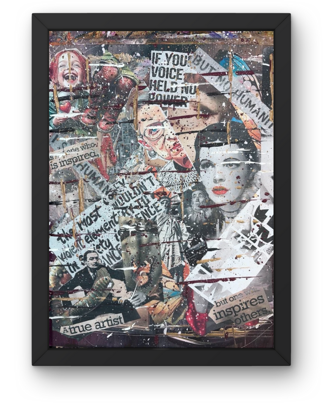 Layers of Unspoken Truth: Vintage Photo Text Collage | Power of Voice Art | 16x20"