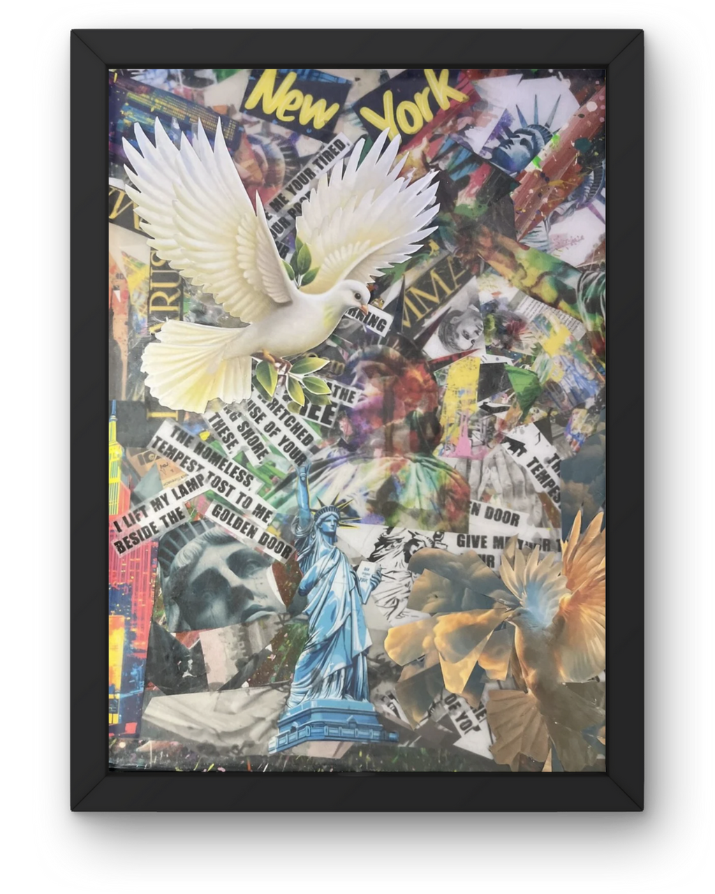 Liberty and Lazarus: Immigration Hope Collage | Statue of Liberty & Dove Symbolism | 16x20"