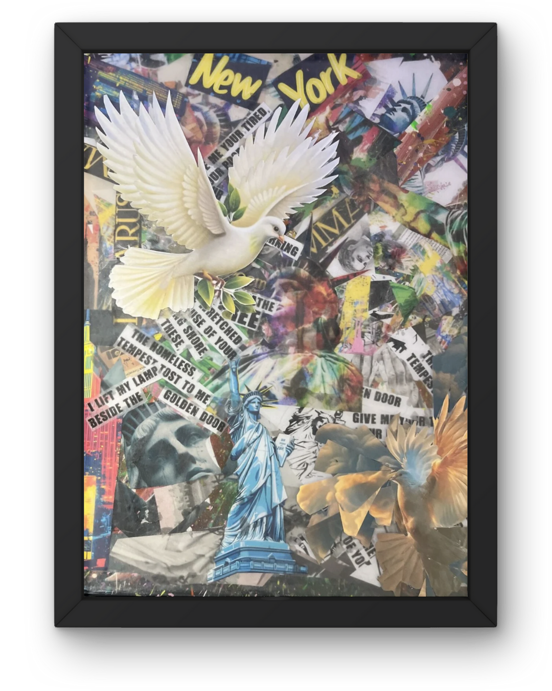 Liberty and Lazarus: Immigration Hope Collage | Statue of Liberty & Dove Symbolism | 16x20"