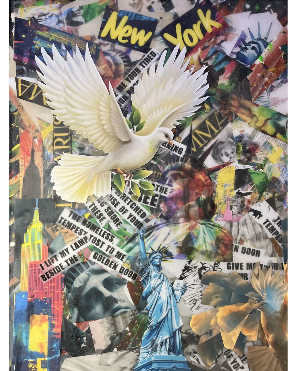 Liberty and Lazarus: Immigration Hope Collage | Statue of Liberty & Dove Symbolism | 16x20"