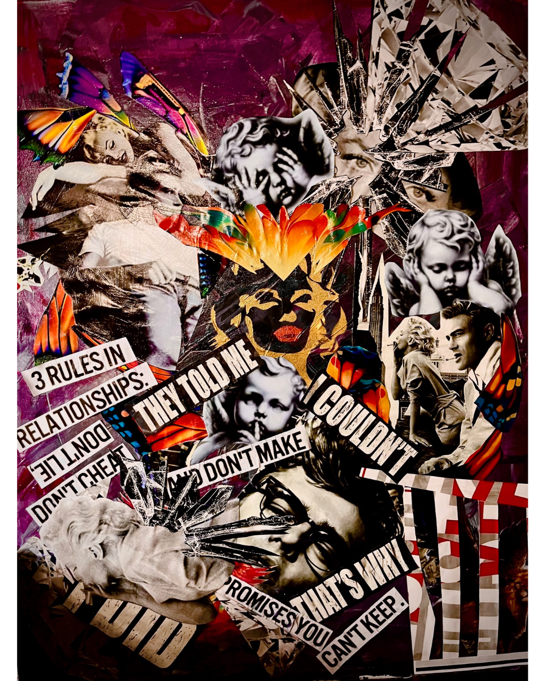 Lies We Tell Ourselves: Truth & Self-Deception Collage | Classical Sculptures & Text Fragments (32” x 40”)