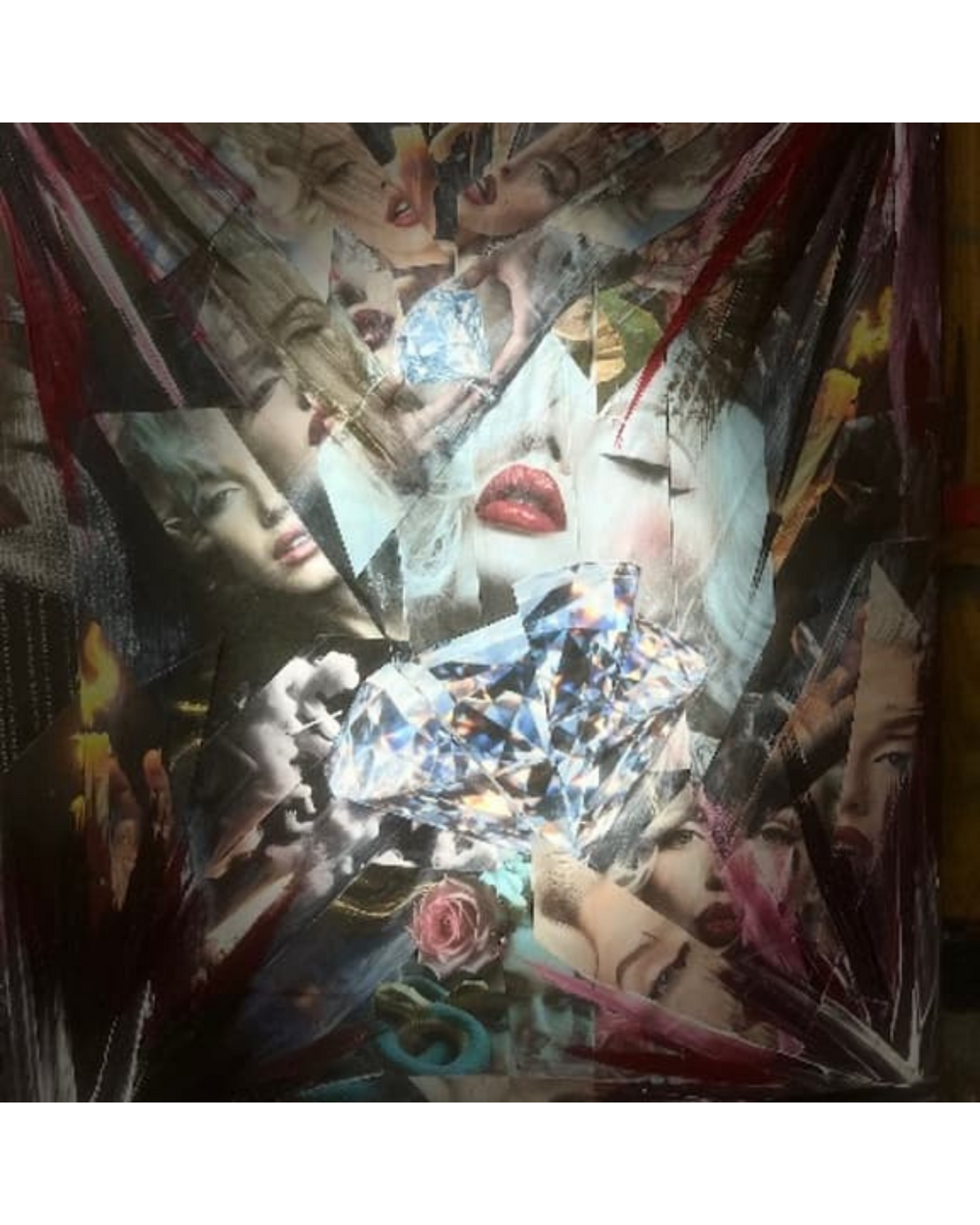 Lustrous Rapture of a Legend: Iconic Femininity Collage | Diamond Symbolism & Fragmented Portraits | 16x20"