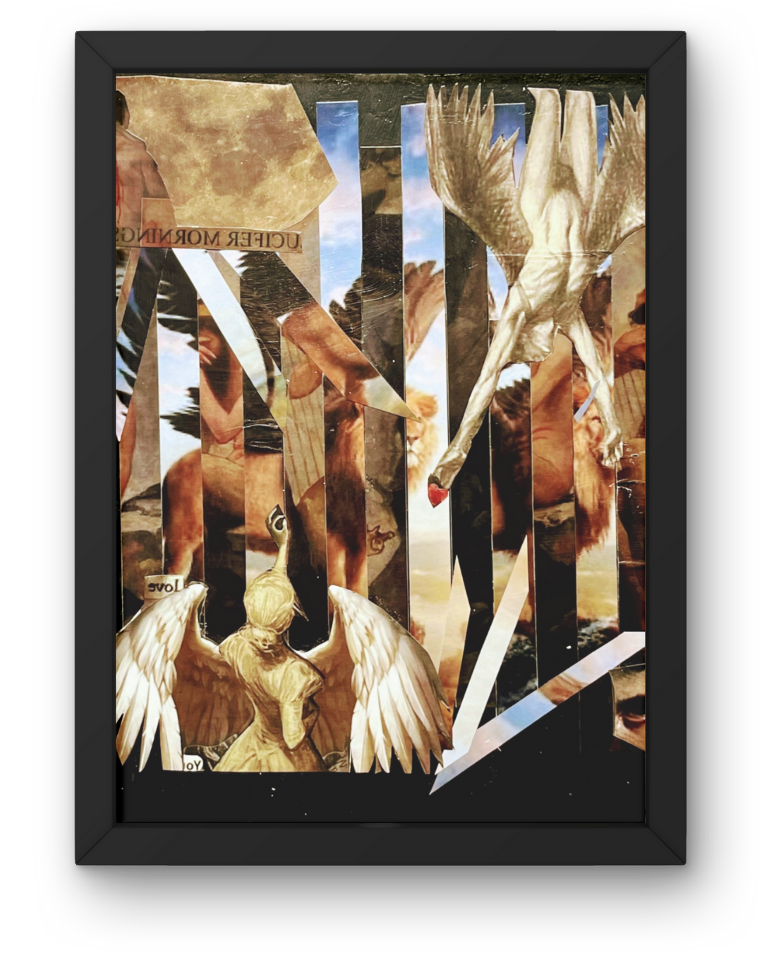 Man’s Redemption: Angelic Transformation Collage | Winged Liberation | Framed 20x18" Original Art