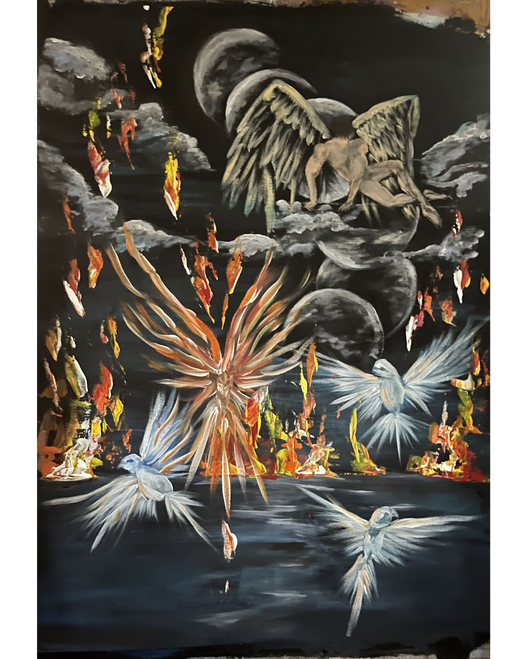 Must Be Believed To Be Seen: Celestial Angelic Drama | Cosmic Transformation Painting | 22.5x30"