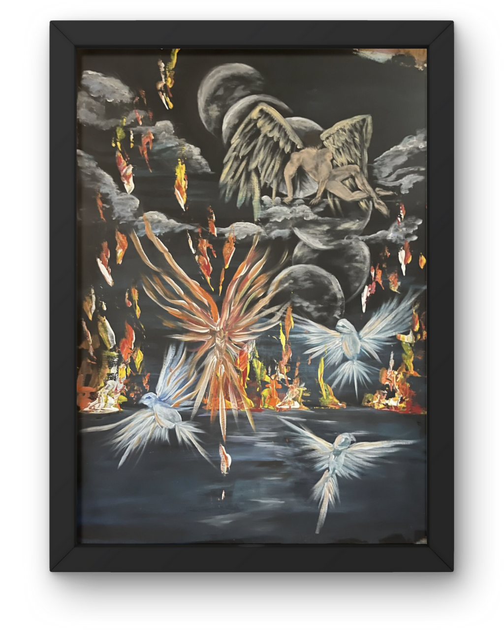 Must Be Believed To Be Seen: Celestial Angelic Drama | Cosmic Transformation Painting | 22.5x30"