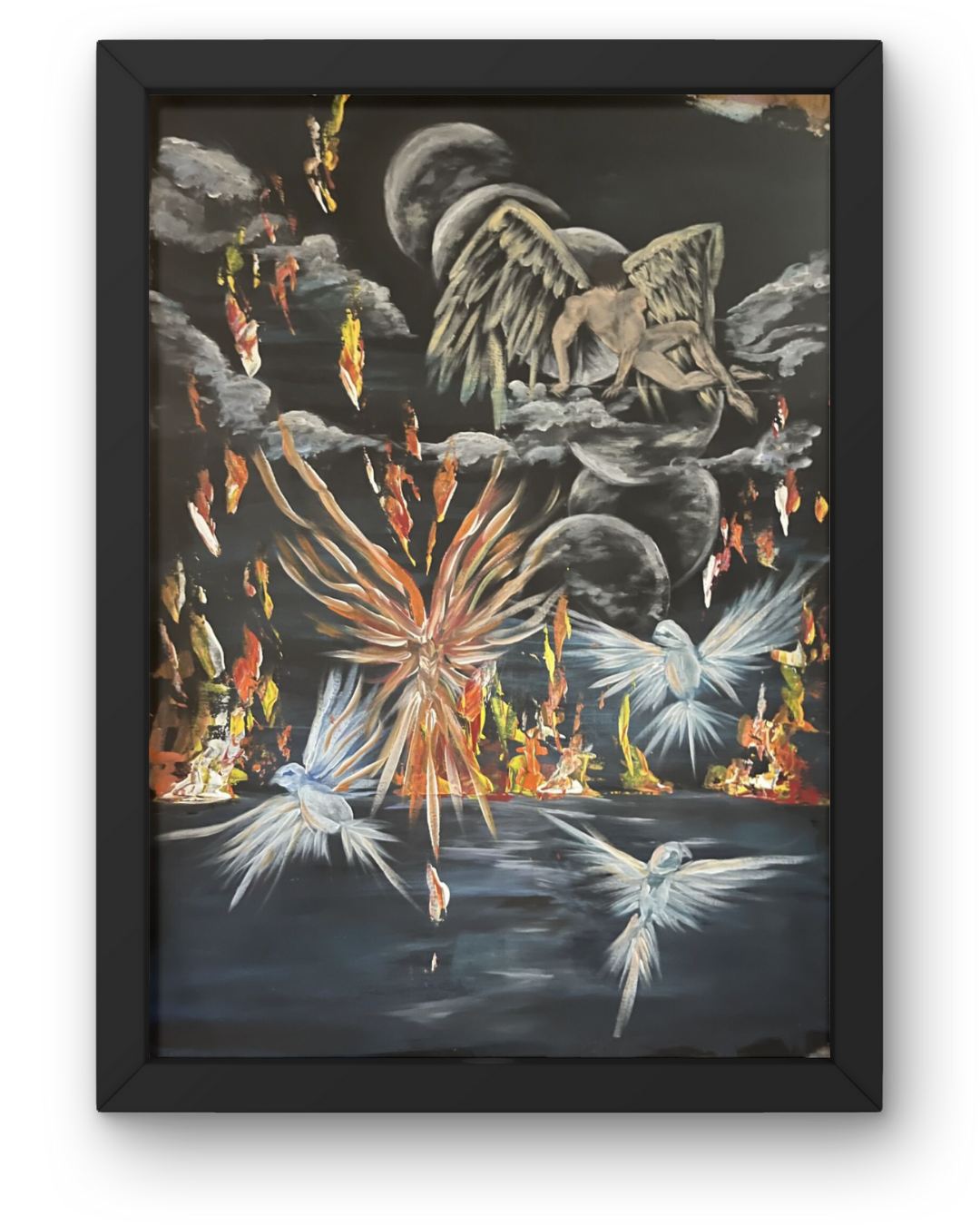 Must Be Believed To Be Seen: Celestial Angelic Drama | Cosmic Transformation Painting | 22.5x30"