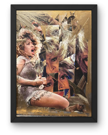 Queen of All Diversity: Tina Turner Tribute Collage | Gold Leaf & Kinetic Energy | Framed 18”x14”" Iconic Original