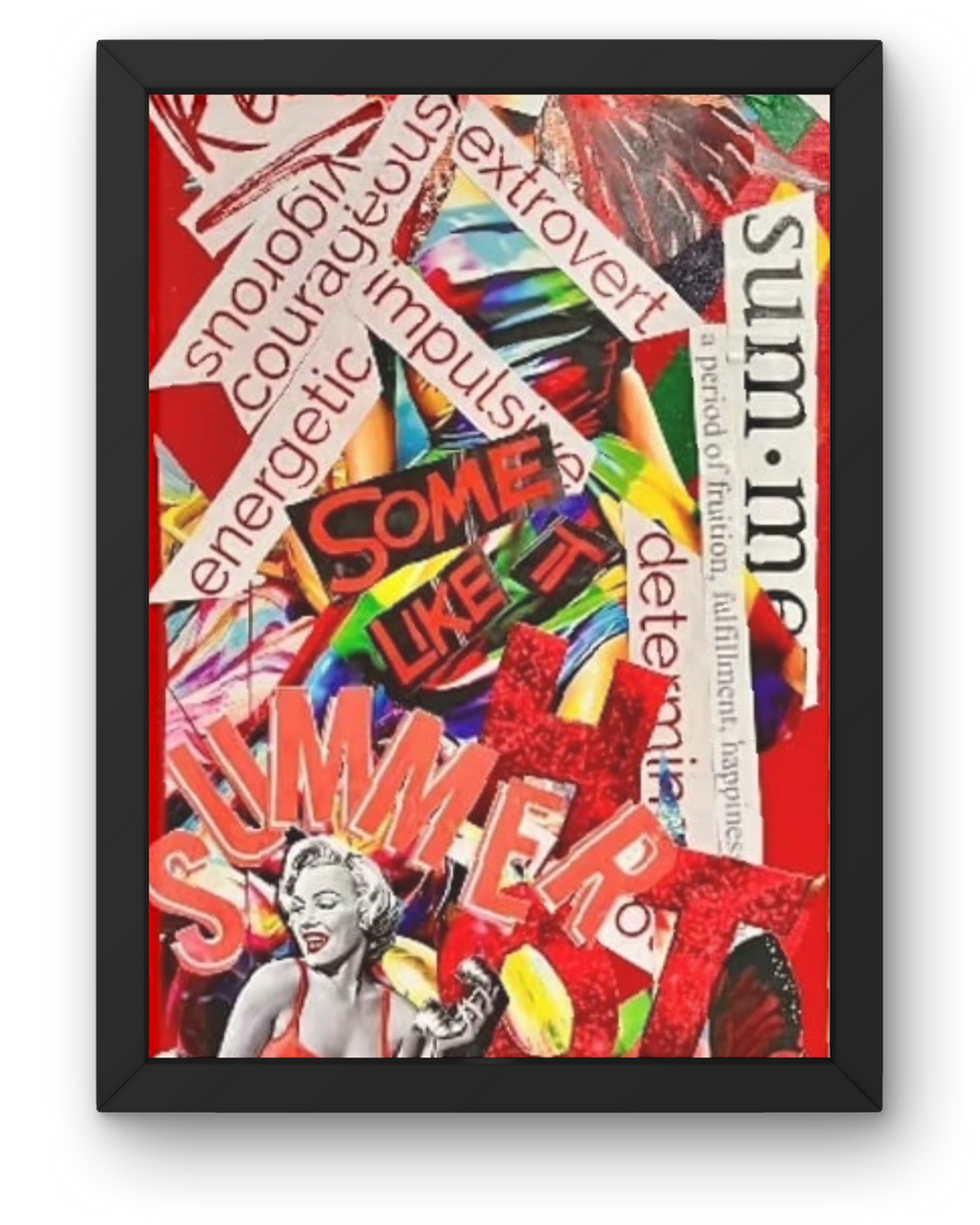 Red Hot Summer: Marilyn Monroe Pop Art Collage | Butterfly Wings & Bold Typography | 12x24"