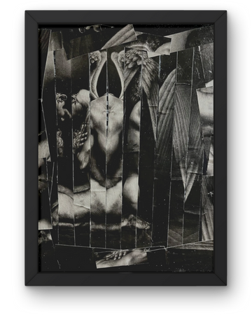 Reflections of the Dark Angel: Monochrome Collage Art | Fragmented Celestial | Framed 20x18" Original